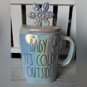 Rae Dunn Iridescentโ Baby itโs Cold OutsideโMug with Snowflake Lid